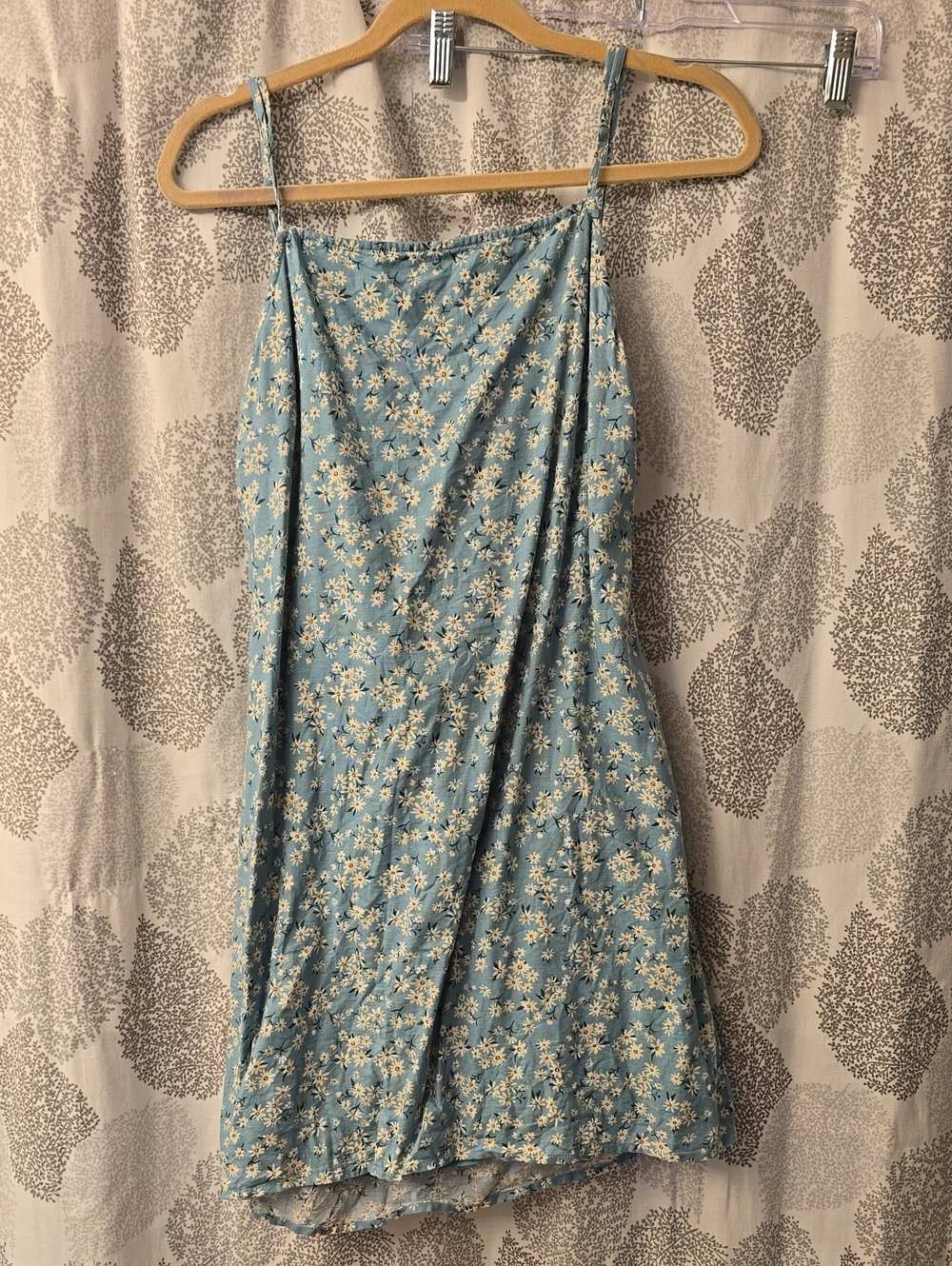 American Eagle Outfitters Teal Blue Floral Spaghetti Strap Mini Dress